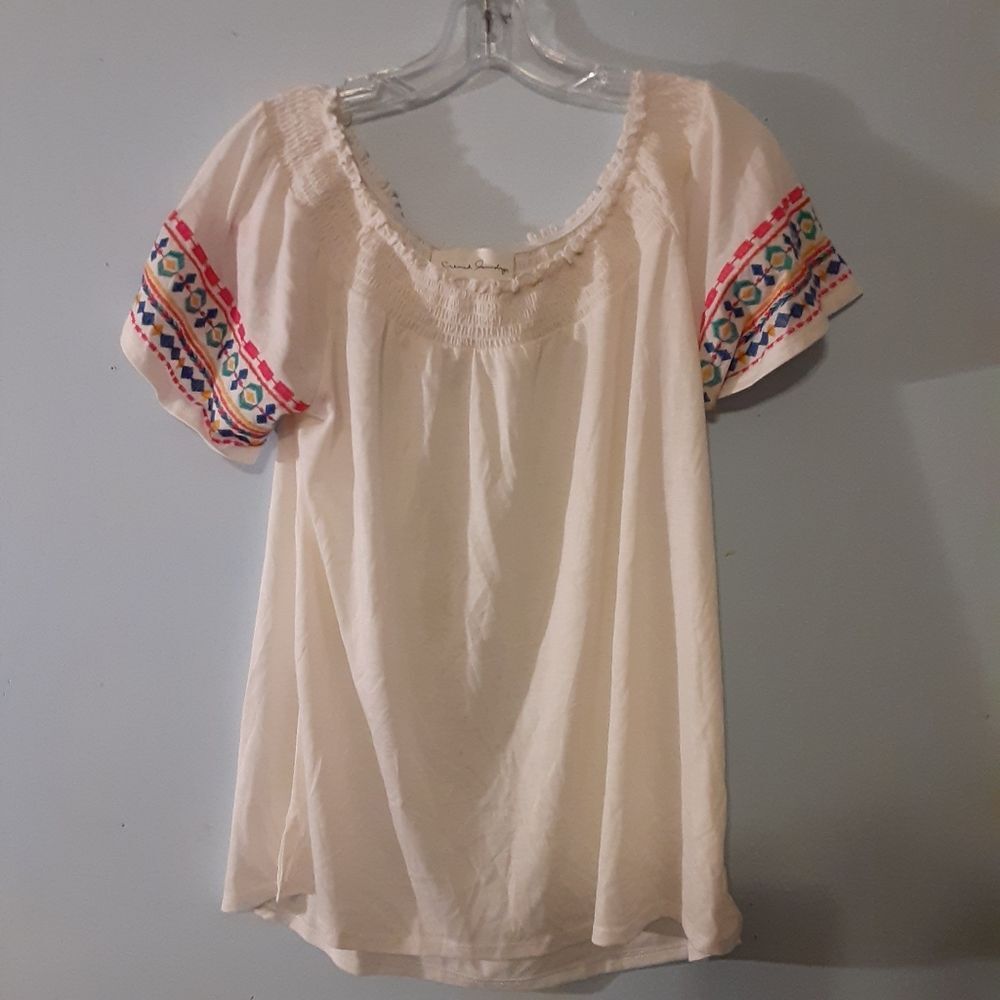 French Laundry Modal Embroidered Blouse Size Large